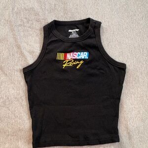Black Nascar Tank Top with Embroidered Logo